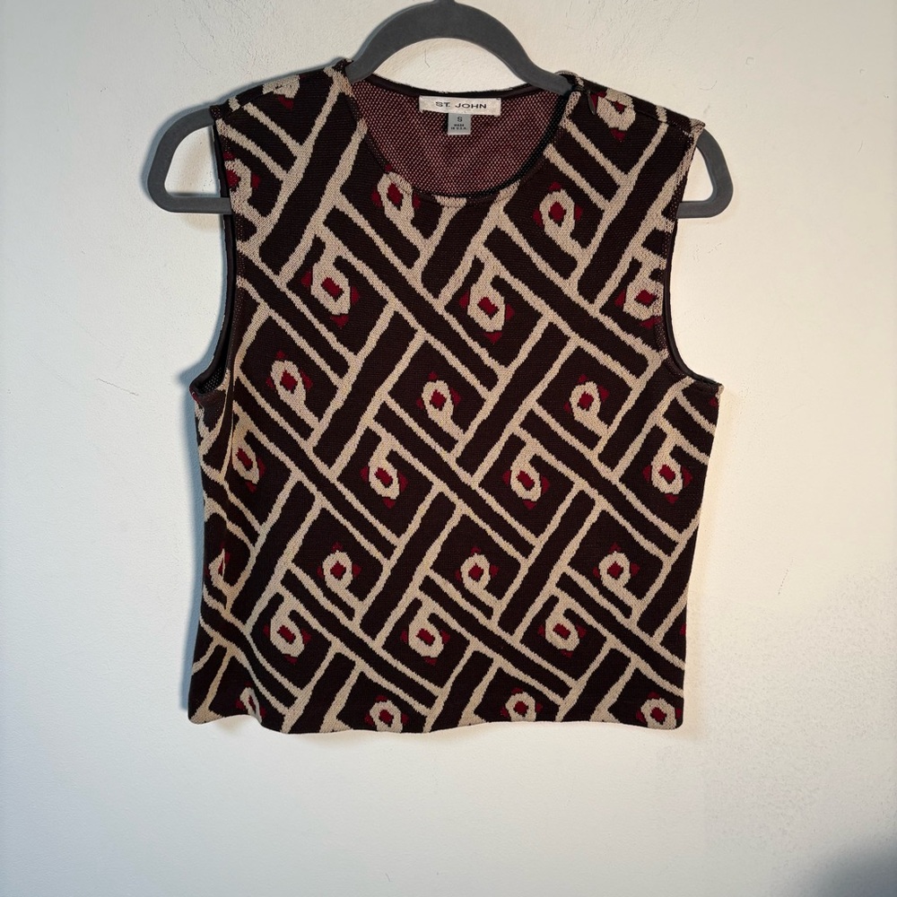 St John Womens Geometric Patterned Sleeveless Top Small - Picture 5 of 10